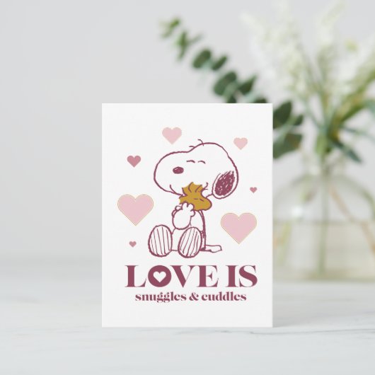 Snoopy & Woodstock - Liefde is Snuggles en Cuddles Briefkaart (Staand voorkant)