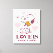 Snoopy & Woodstock - Liefde is Snuggles en Cuddles Canvas Afdruk (Voorkant)
