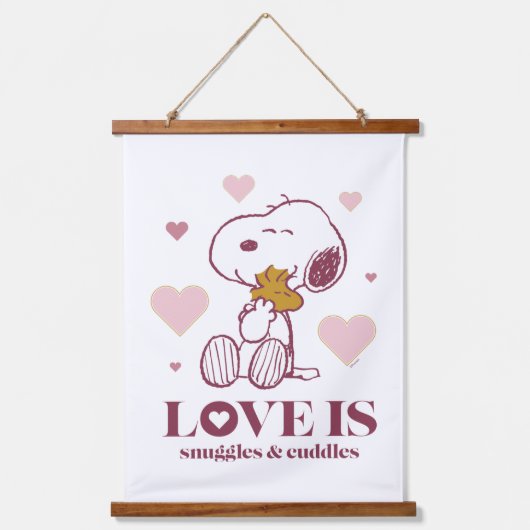 Snoopy & Woodstock - Liefde is Snuggles en Cuddles Hangend Wandkleed (Voorkant)