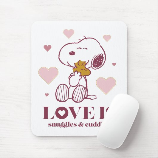 Snoopy & Woodstock - Liefde is Snuggles en Cuddles Muismat (Met muis)