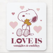 Snoopy & Woodstock - Liefde is Snuggles en Cuddles Muismat (Voorkant)