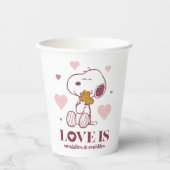 Snoopy & Woodstock - Liefde is Snuggles en Cuddles Papieren Bekers (Voorkant)