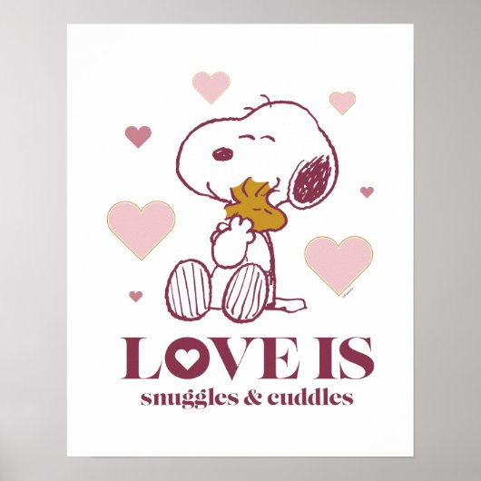 Snoopy & Woodstock - Liefde is Snuggles en Cuddles Poster (Voorkant)