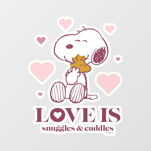 Snoopy & Woodstock - Liefde is Snuggles en Cuddles Raamsticker (Vel)