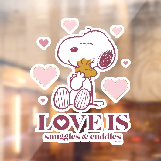 Snoopy & Woodstock - Liefde is Snuggles en Cuddles Raamsticker (Vel 2)