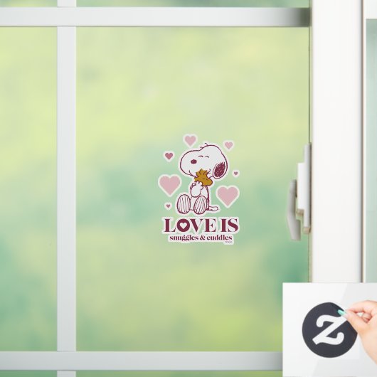 Snoopy & Woodstock - Liefde is Snuggles en Cuddles Raamsticker (Huis)