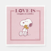 Snoopy & Woodstock - Liefde is Snuggles en Cuddles Servet (Voorkant)