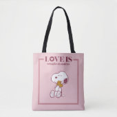 Snoopy & Woodstock - Liefde is Snuggles en Cuddles Tote Bag (Voorkant)