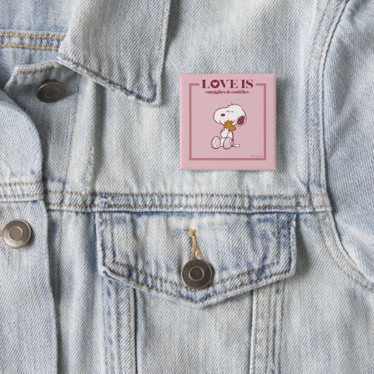 Snoopy & Woodstock - Liefde is Snuggles en Cuddles Vierkante Button 5,1 Cm (In situ)