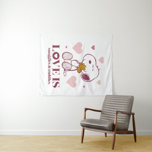 Snoopy & Woodstock - Liefde is Snuggles en Cuddles Wandkleed (In Situ (horizontaal))