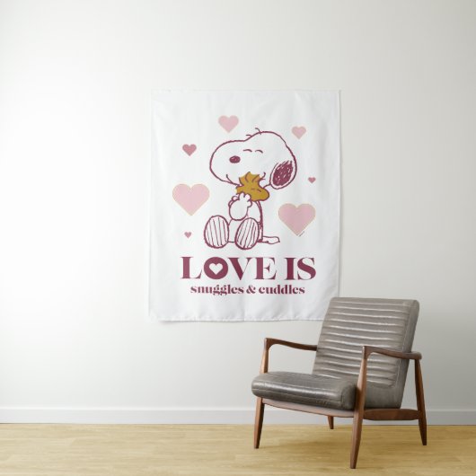 Snoopy & Woodstock - Liefde is Snuggles en Cuddles Wandkleed (In situ)
