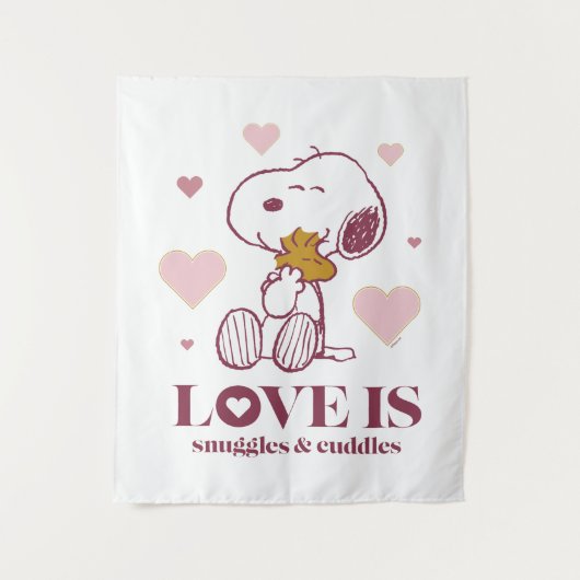 Snoopy & Woodstock - Liefde is Snuggles en Cuddles Wandkleed (Voorkant)