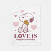 Snoopy & Woodstock Love is Snuggles & Cuddles Fleece Deken (Voorkant)