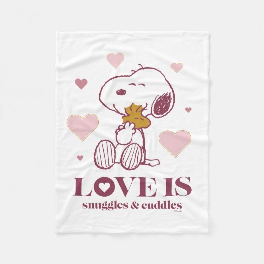 Snoopy & Woodstock Love is Snuggles & Cuddles Fleece Deken (Voorkant)