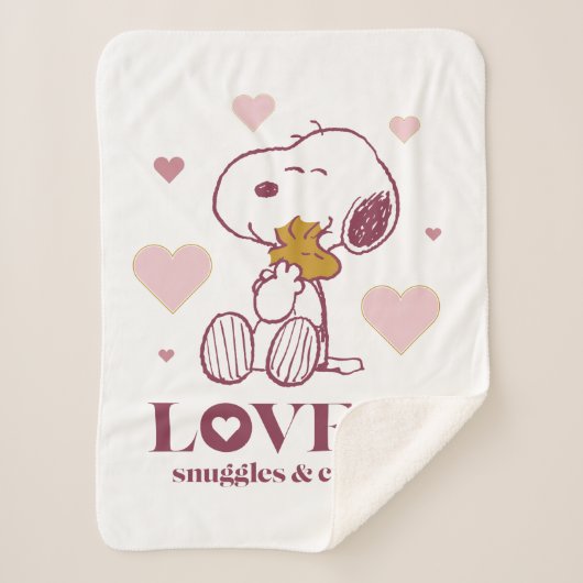 Snoopy & Woodstock Love is Snuggles & Cuddles Sherpa Deken (Voorkant)