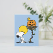 Snoopy & Woodstock Nest met Jack O' Lantern Briefkaart (Staand voorkant)
