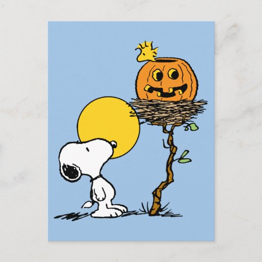 Snoopy & Woodstock Nest met Jack O' Lantern Briefkaart (Voorkant)