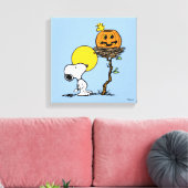 Snoopy & Woodstock Nest met Jack O' Lantern Canvas Afdruk (Insitu (Woonkamer))