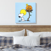 Snoopy & Woodstock Nest met Jack O' Lantern Canvas Afdruk (Insitu (Slaapkamer))