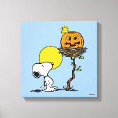 Snoopy & Woodstock Nest met Jack O' Lantern Canvas Afdruk (Voorkant)