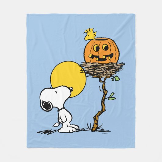Snoopy & Woodstock Nest met Jack O' Lantern Fleece Deken (Voorkant)