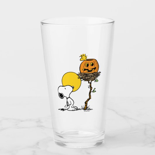 Snoopy & Woodstock Nest met Jack O' Lantern Glas (Voorkant)