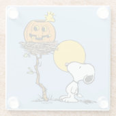Snoopy & Woodstock Nest met Jack O' Lantern Glazen Onderzetter (Achterkant)