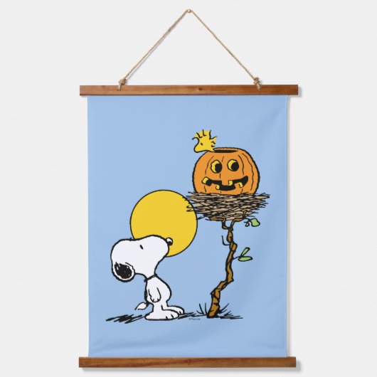 Snoopy & Woodstock Nest met Jack O' Lantern Hangend Wandkleed (Voorkant)