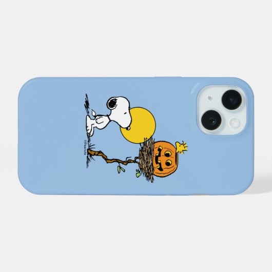 Snoopy & Woodstock Nest met Jack O' Lantern iPhone 15 Case (Achterkant horizontaal)
