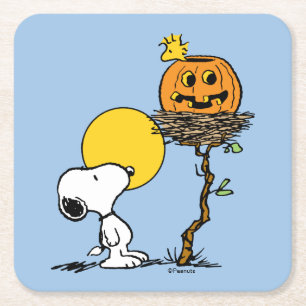 Snoopy & Woodstock Nest met Jack O' Lantern Kartonnen Onderzetters