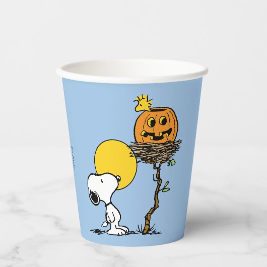 Snoopy & Woodstock Nest met Jack O' Lantern Papieren Bekers (Voorkant)
