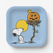 Snoopy & Woodstock Nest met Jack O' Lantern Papieren Bordje (Voorkant)