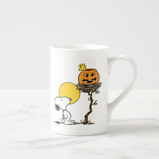 Snoopy & Woodstock Nest met Jack O' Lantern Porselein Kop (Rechts)