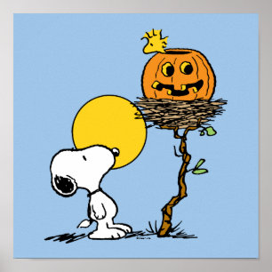 Snoopy & Woodstock Nest met Jack O' Lantern Poster
