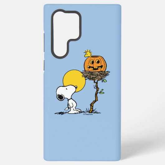 Snoopy & Woodstock Nest met Jack O' Lantern Samsung Galaxy Hoesje (Achterkant)