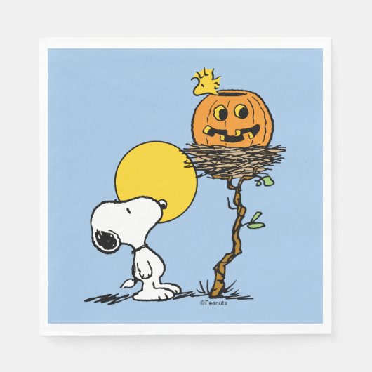 Snoopy & Woodstock Nest met Jack O' Lantern Servet (Voorkant)