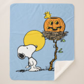 Snoopy & Woodstock Nest met Jack O' Lantern Sherpa Deken (Voorkant)