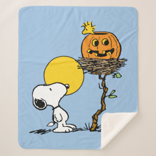 Snoopy & Woodstock Nest met Jack O' Lantern Sherpa Deken