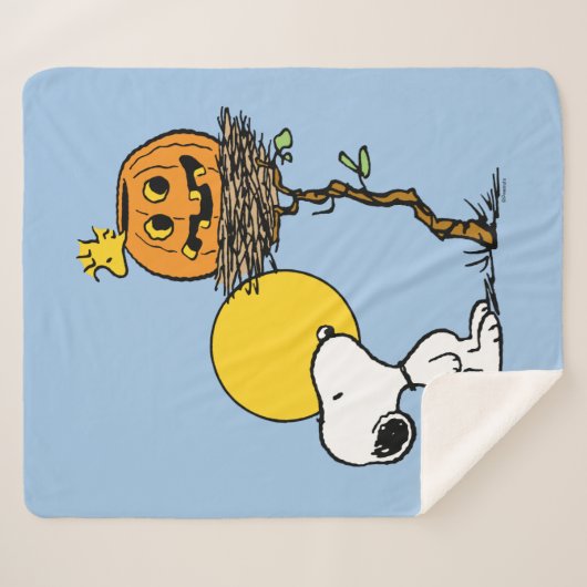 Snoopy & Woodstock Nest met Jack O' Lantern Sherpa Deken (Voorkant (horizontaal))