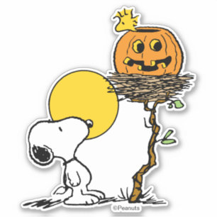 Snoopy & Woodstock Nest met Jack O' Lantern Sticker