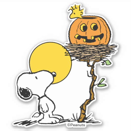 Snoopy & Woodstock Nest met Jack O' Lantern Sticker (Voorkant)