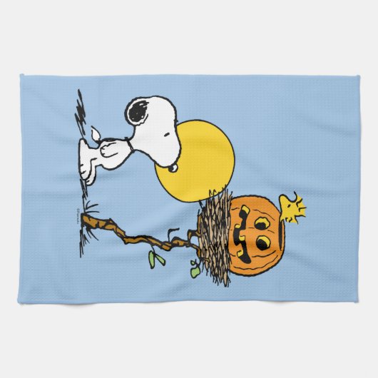 Snoopy & Woodstock Nest met Jack O' Lantern Theedoek (Horizontaal)