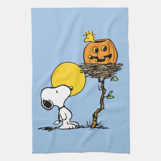 Snoopy & Woodstock Nest met Jack O' Lantern Theedoek (Verticaal)