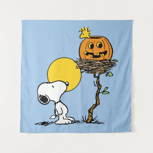 Snoopy & Woodstock Nest met Jack O' Lantern Wandkleed (Voorkant)