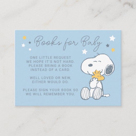 Snoopy & Woodstock | Over the Moon Baby Shower Enc Informatiekaartje (Voorkant)