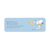 Snoopy & Woodstock | Over the Moon Baby Shower Etiket (Voorkant)