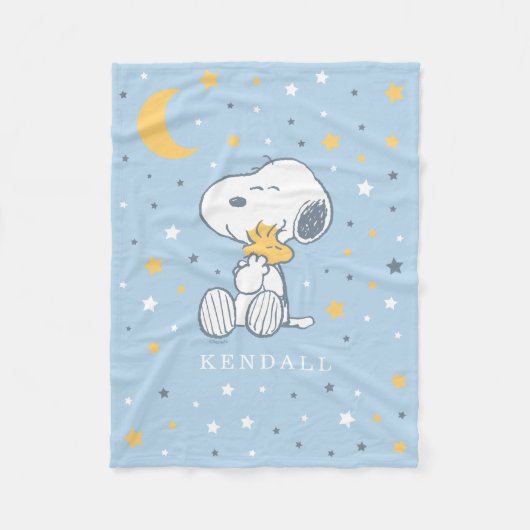 Snoopy & Woodstock | Over the Moon Baby Shower Fleece Deken (Voorkant)