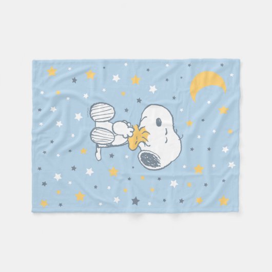 Snoopy & Woodstock | Over the Moon Baby Shower Fleece Deken (Voorkant (Horizontaal))