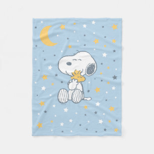 Snoopy & Woodstock Over the Moon Baby Shower Fleece Deken