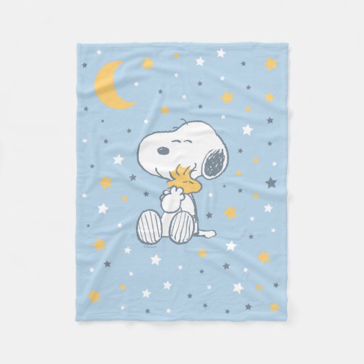 Snoopy & Woodstock | Over the Moon Baby Shower Fleece Deken (Voorkant)